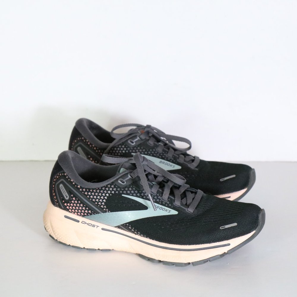 Brooks Womens Ghost 14 Running Shoes Size 6.5 Black Pearl Peach 1203561b026